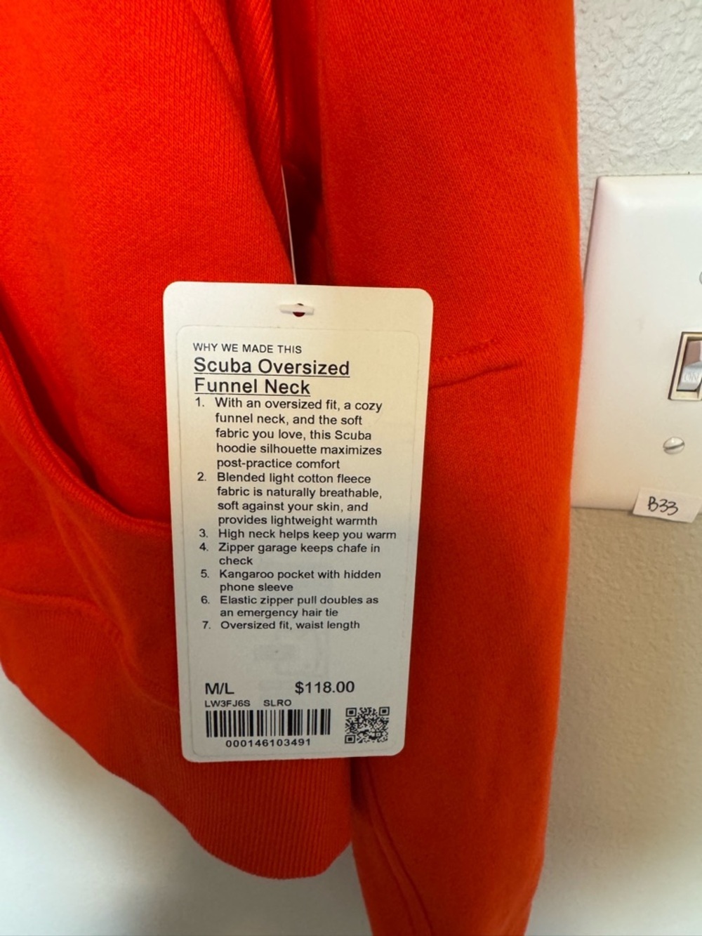 Lululemon Scuba Oversized Funnel Neck Half-Zip NWT Size M/L Solar Orange - Picture 7 of 14